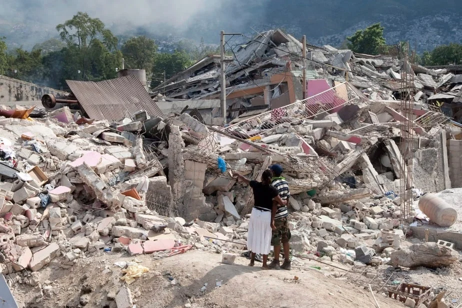 The destroyed school after the earthquake of August 14, 2021 in Haiti